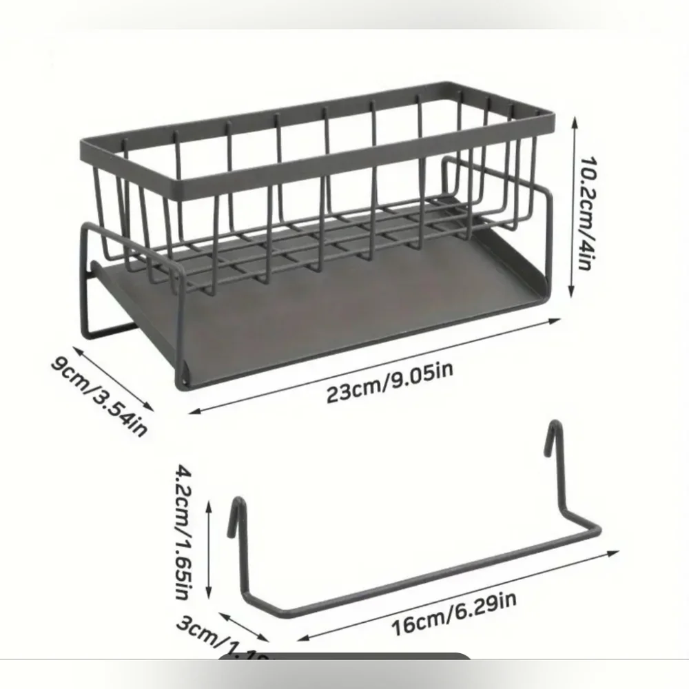Gray Dish Drying Rack And Sponge Holder